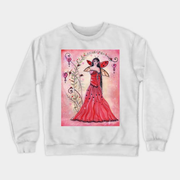 Lady love bug valentine art by Renee Lavoie Crewneck Sweatshirt by ReneeLLavoie